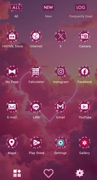 Romantic Neon Heart Drawer (App list)