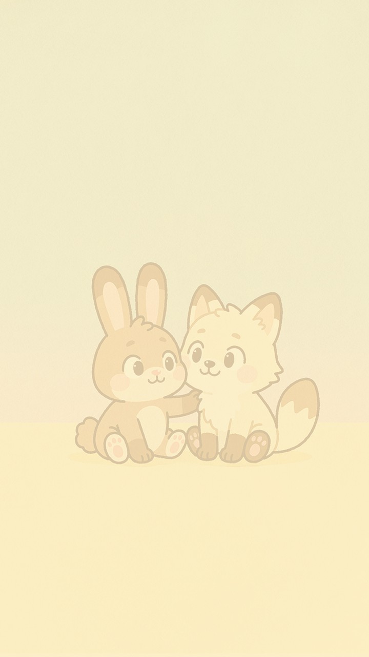 かわいいうさぎときつね