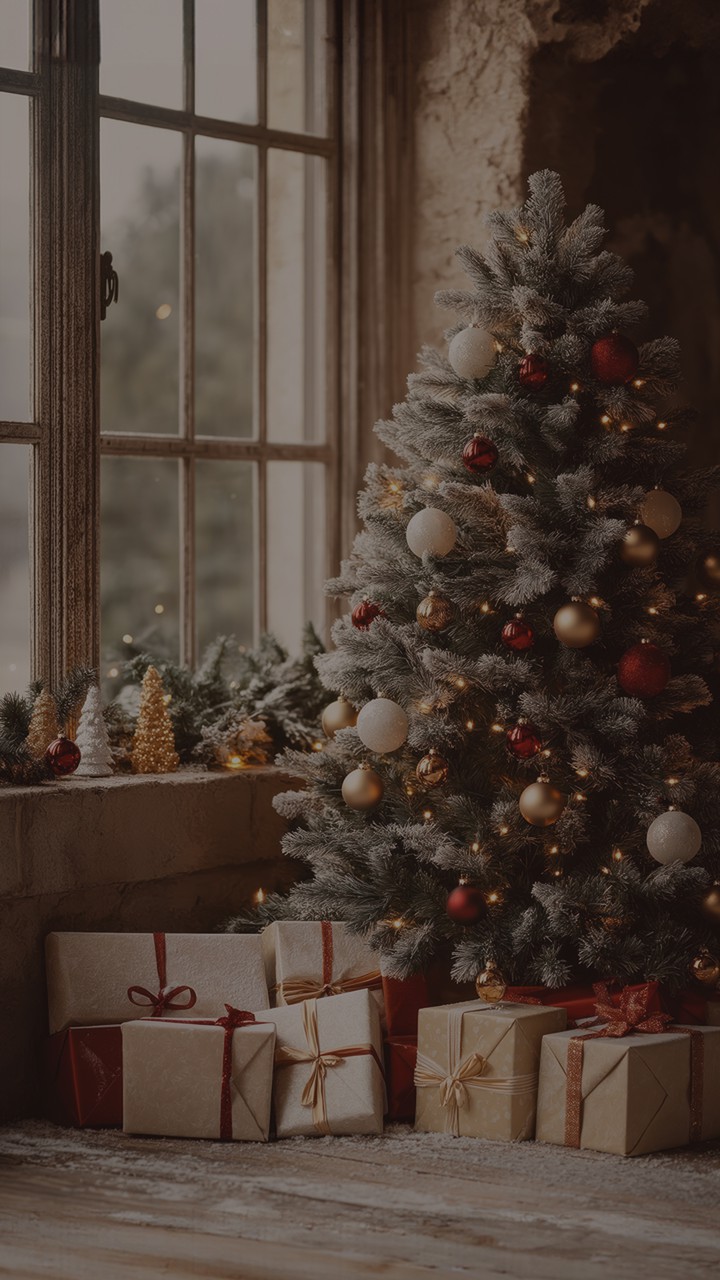 窓辺のクリスマスツリー