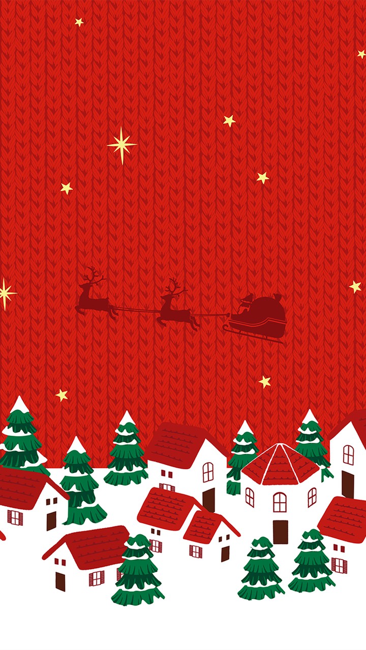 サンタとクリスマスの町並み