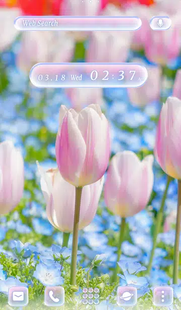 チューリップとネモフィラ> ホーム画面