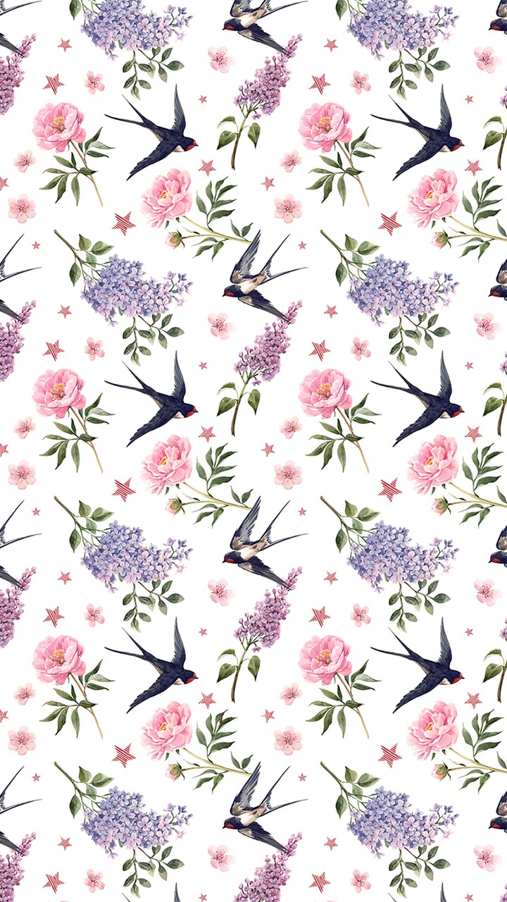 Swallows and Spring Flowers