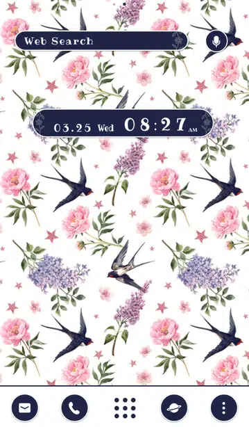 Swallows and Spring Flowers Home Screen