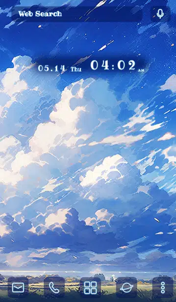 鮮やかな青空と入道雲 ホーム画面