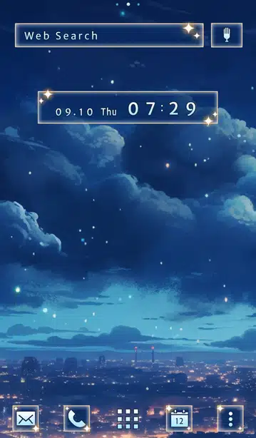 夜景と雲のファンタジー ホーム画面