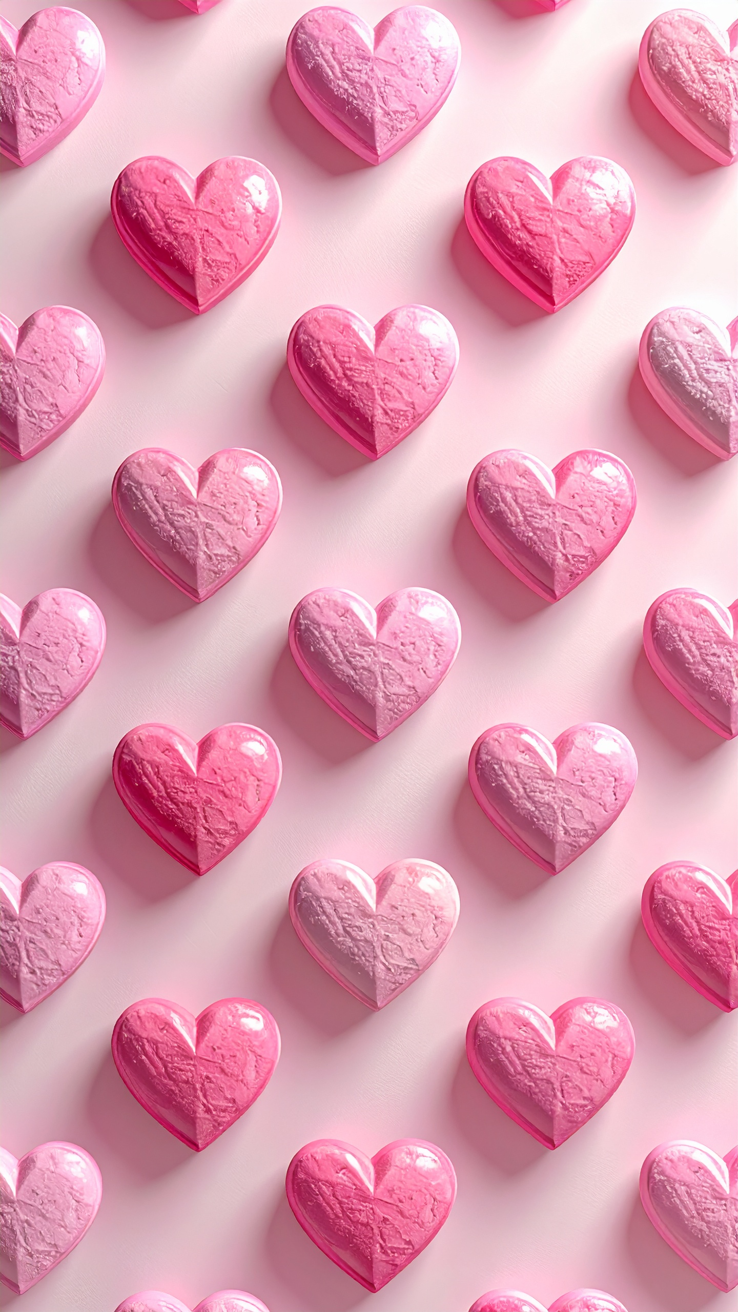 規則正しく並ぶハートの幾何学的なリズム。奥行きを感じさせるシャドウが、平面に豊かな表情を与えます。