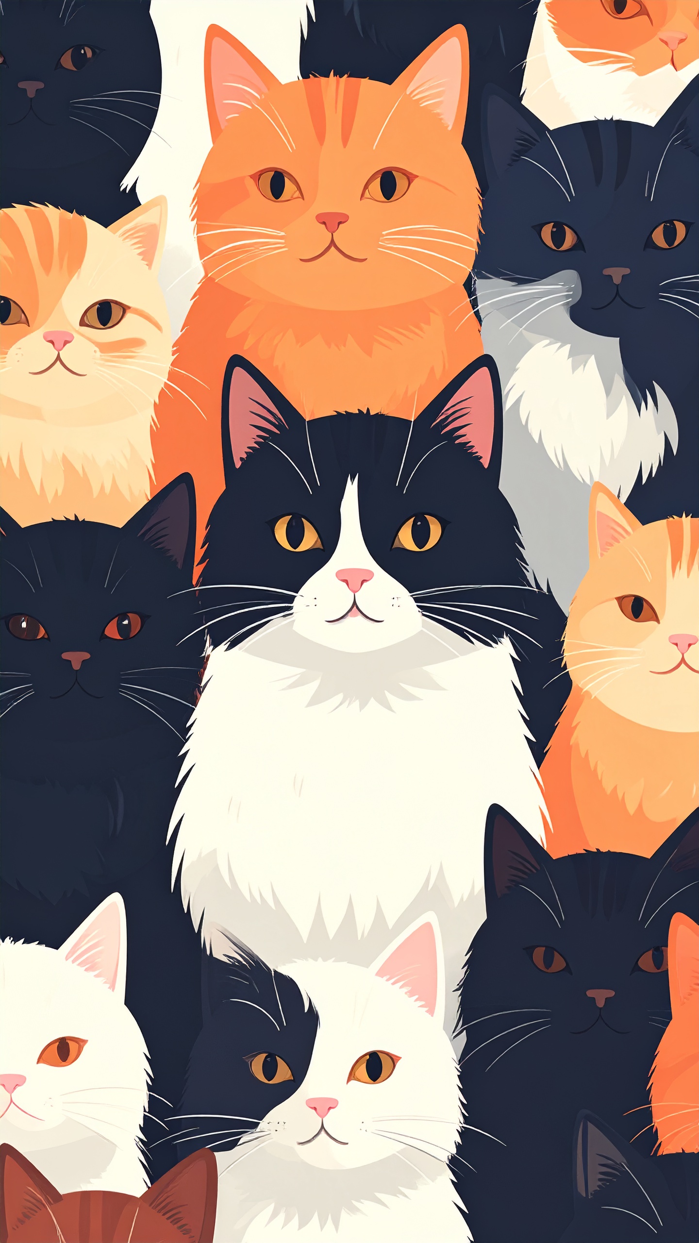 凛としたハチワレに、愛嬌たっぷりの茶トラ。それぞれの個性がギュッと詰まった、猫好きにはたまらない一枚。