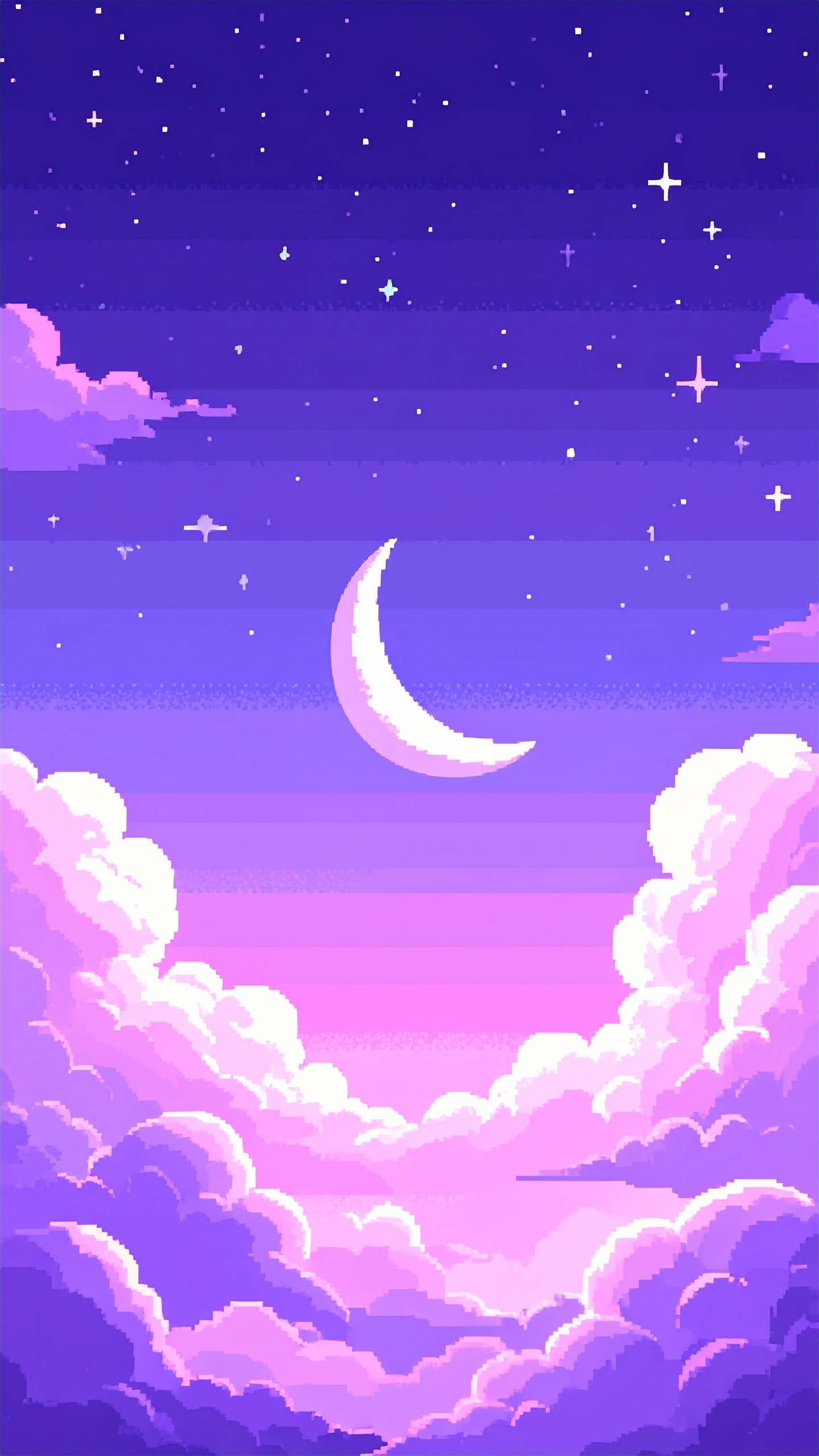 レトロゲームのような懐かしさを纏った、ドット絵の雲海。星屑が散りばめられた、静かな夢の世界。