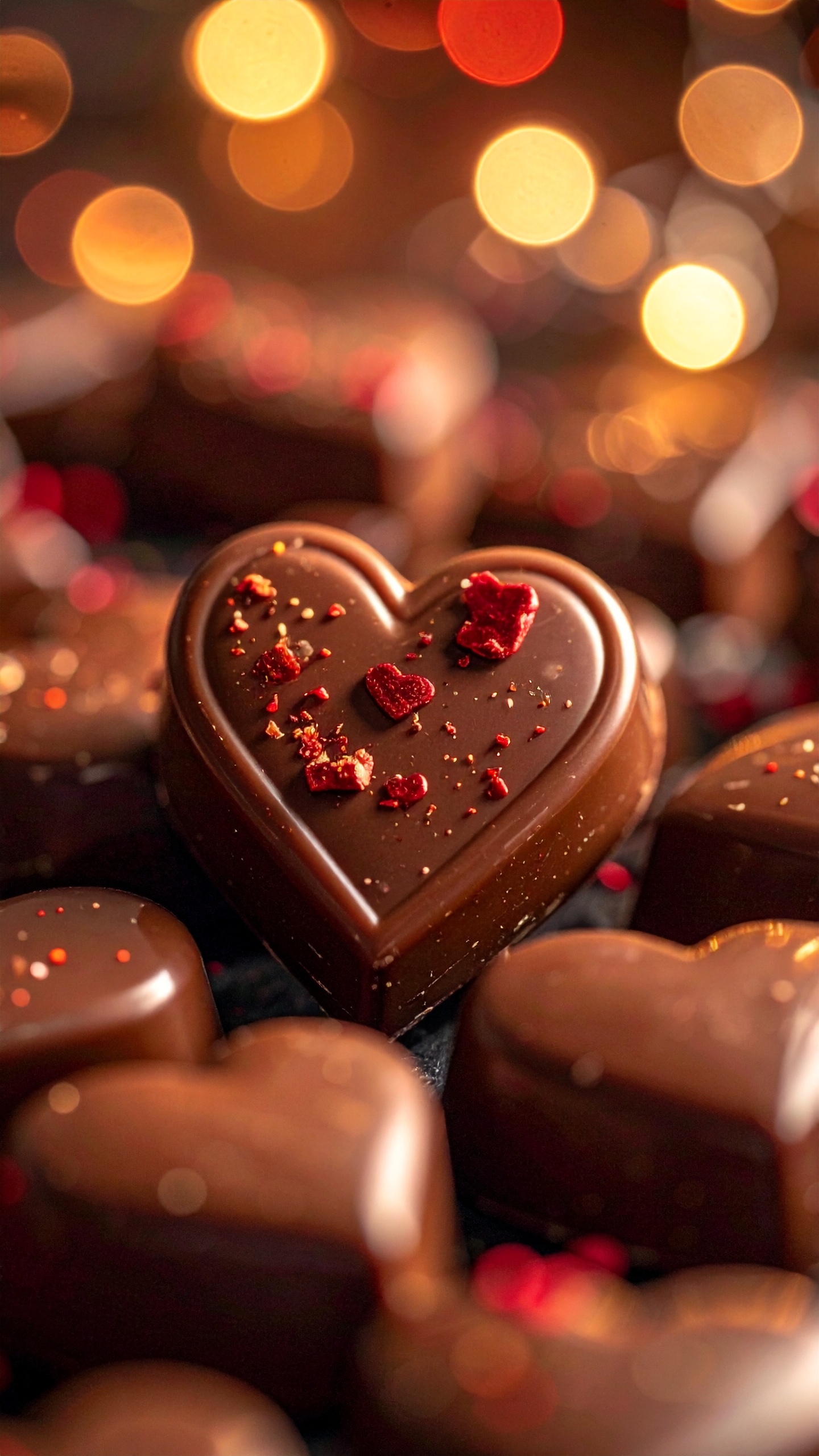 黄金色のイルミネーションが溶け出す夜。真っ赤なベリーがアクセントの、愛らしいハート型ショコラ。