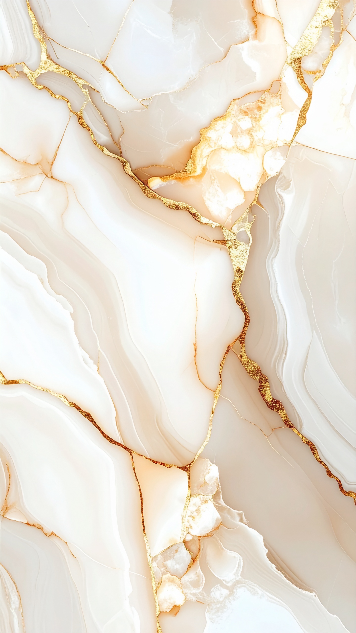 白とベージュの石目模様に、豪華な金色の亀裂。