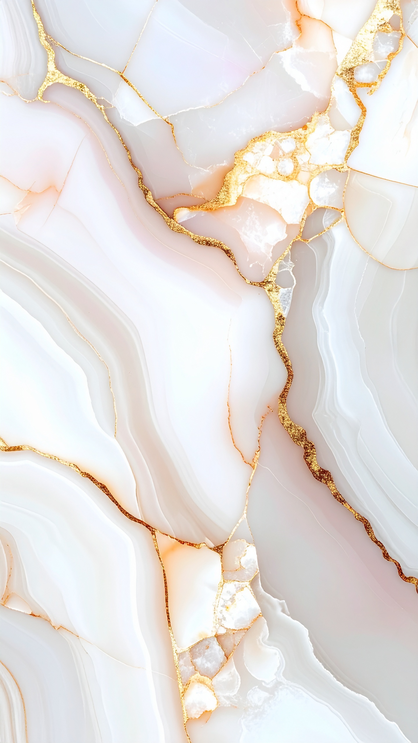 白とパールの石目模様に、豪華な金色の亀裂。